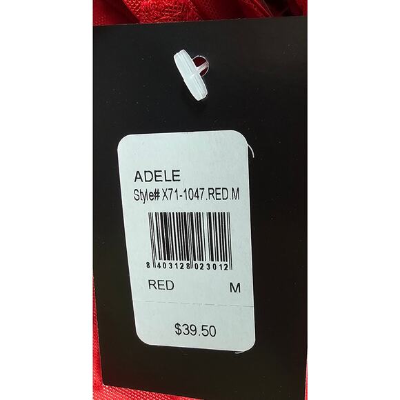 Adele NWT Frederick's of Hollywood 2 piece thong teddy lace red set sz M *FLAW* - Picture 4 of 5